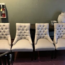   RESTORATION HARDWARE : MARTINE TUFTED FABRIC DINING ARMCHAIRS