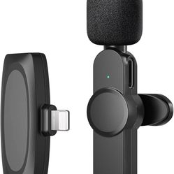 Wireless Microphone for iPhone iPad,2.4GHz Plug-Play Professional Wireless Lavalier Lapel Microphone for Video Recording, Interviews, Vlogs, Auto Sync