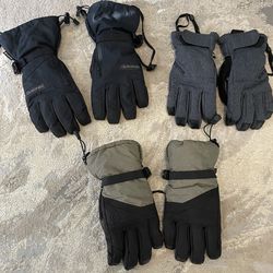 snowboard ski  gloves several pairs
