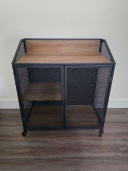 Bar cart with wine glass rack