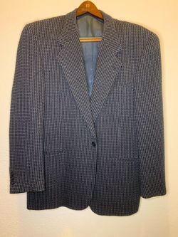 Men's Navy Textured Wool Blazer Sport Coat