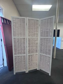 3 Panel Room Divider Willow Antique Wash White