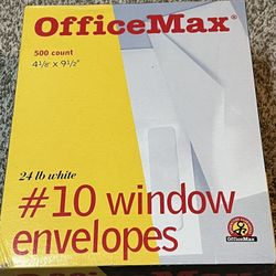 Office Max 24 lb White #10 Window Envelopes - 500 Count Box