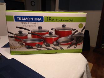 18-Piece Tramontina PrimaWare Nonstick Cookware Set, (Red)