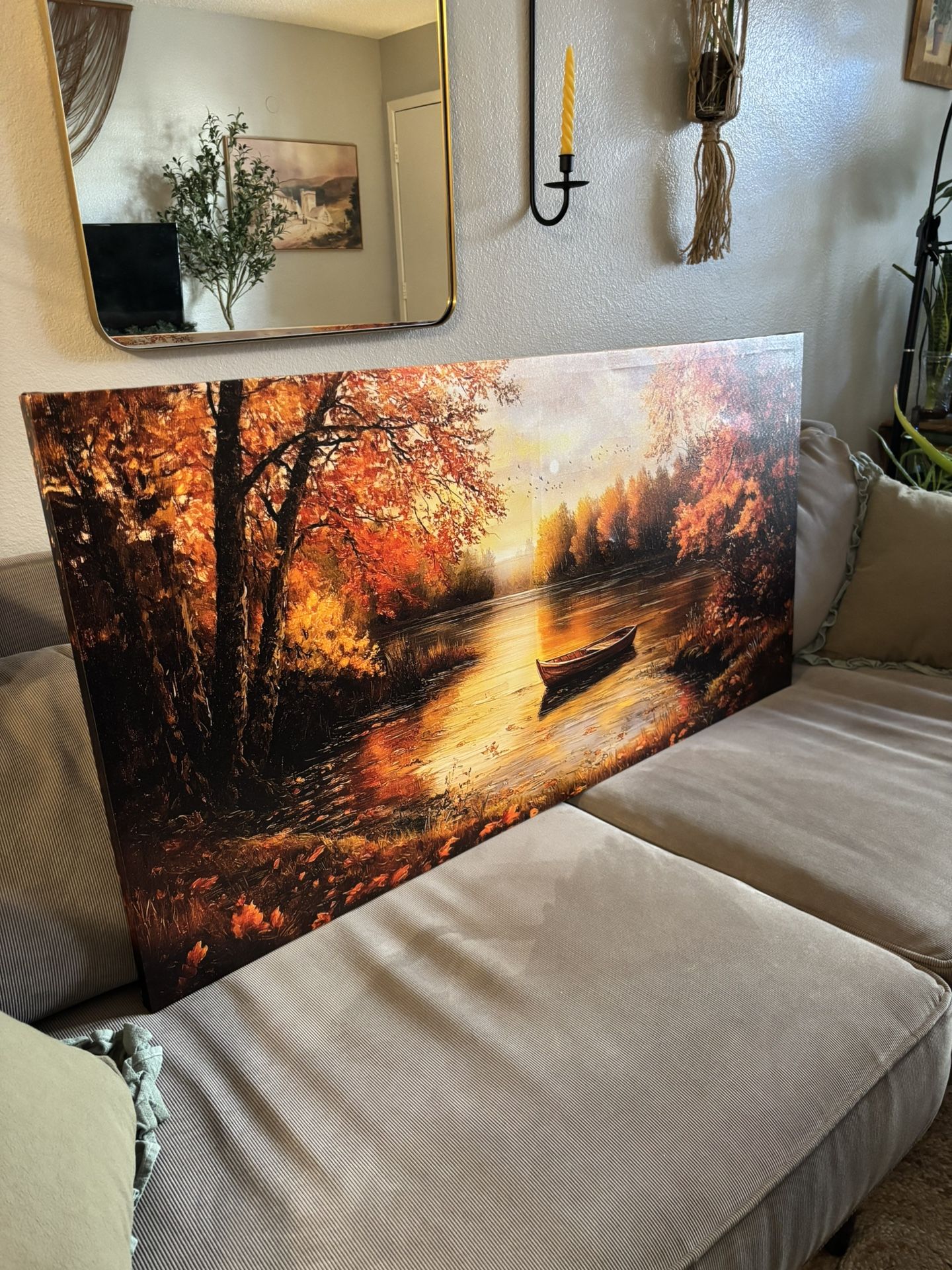 SERIMINO Beautiful Fall Nature Painting, 24“ X 48“
