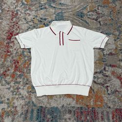 White and Red Knit Polo