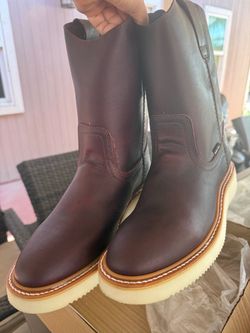 Dark Brown Leather Pull-On Work Boots sizes available