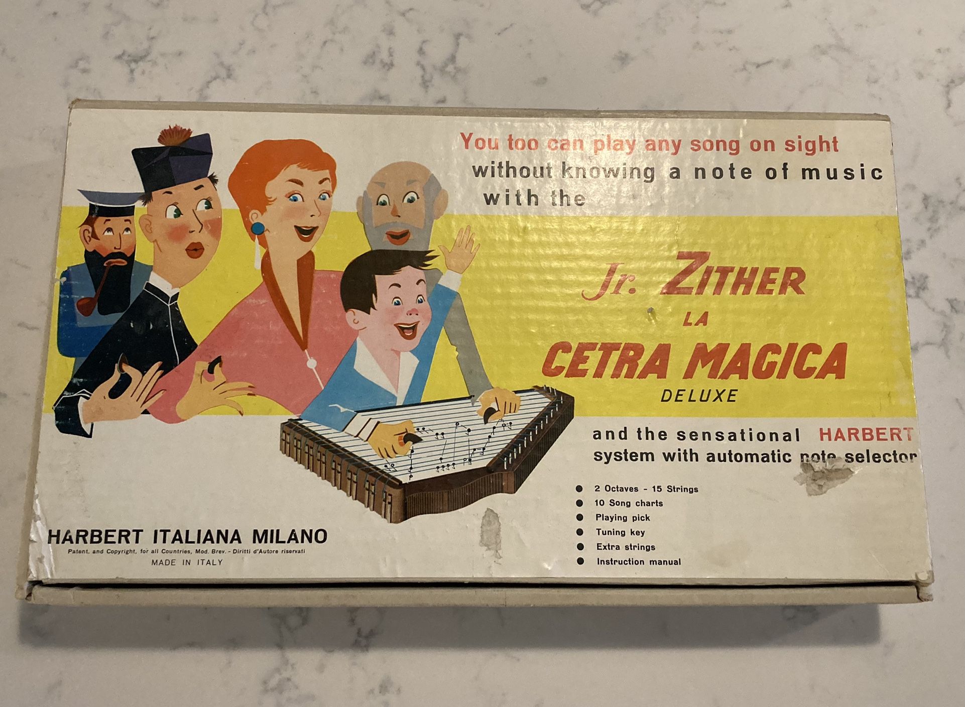 Vintage Jr. Zither La Cetra Magica Deluxe Harbert Italiana Music Milano Italy