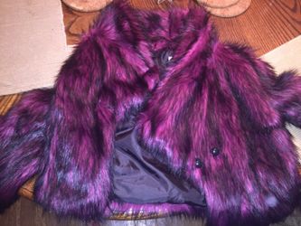 Pink and black faux fur jacket