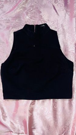 Black Sleeveless Mock Neck Crop Top