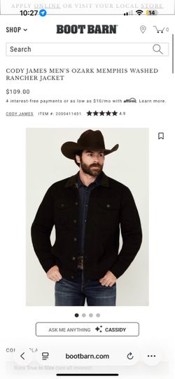 CODY JAMES MEN'S OZARK MEMPHIS WASHED RANCHER JACKET