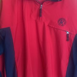 Ladies Cutter & Buck Red & Navy Blue Quarter Zip Windbreaket Jacket XL