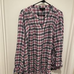 Lane Bryant Pink Plaid Blouse Size 18/20