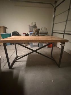 Industrial Wood and Metal Dining Table