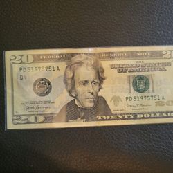 20 dollar bill 1975 year in serial number