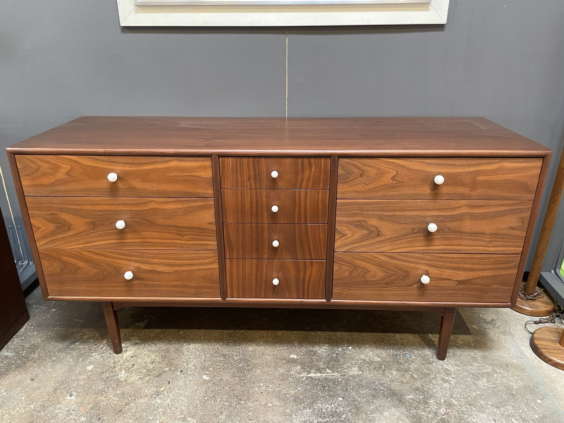 Kipp Stewart For Drexel, Walnut Dresser, Newly Refinished, Mid Century Modern