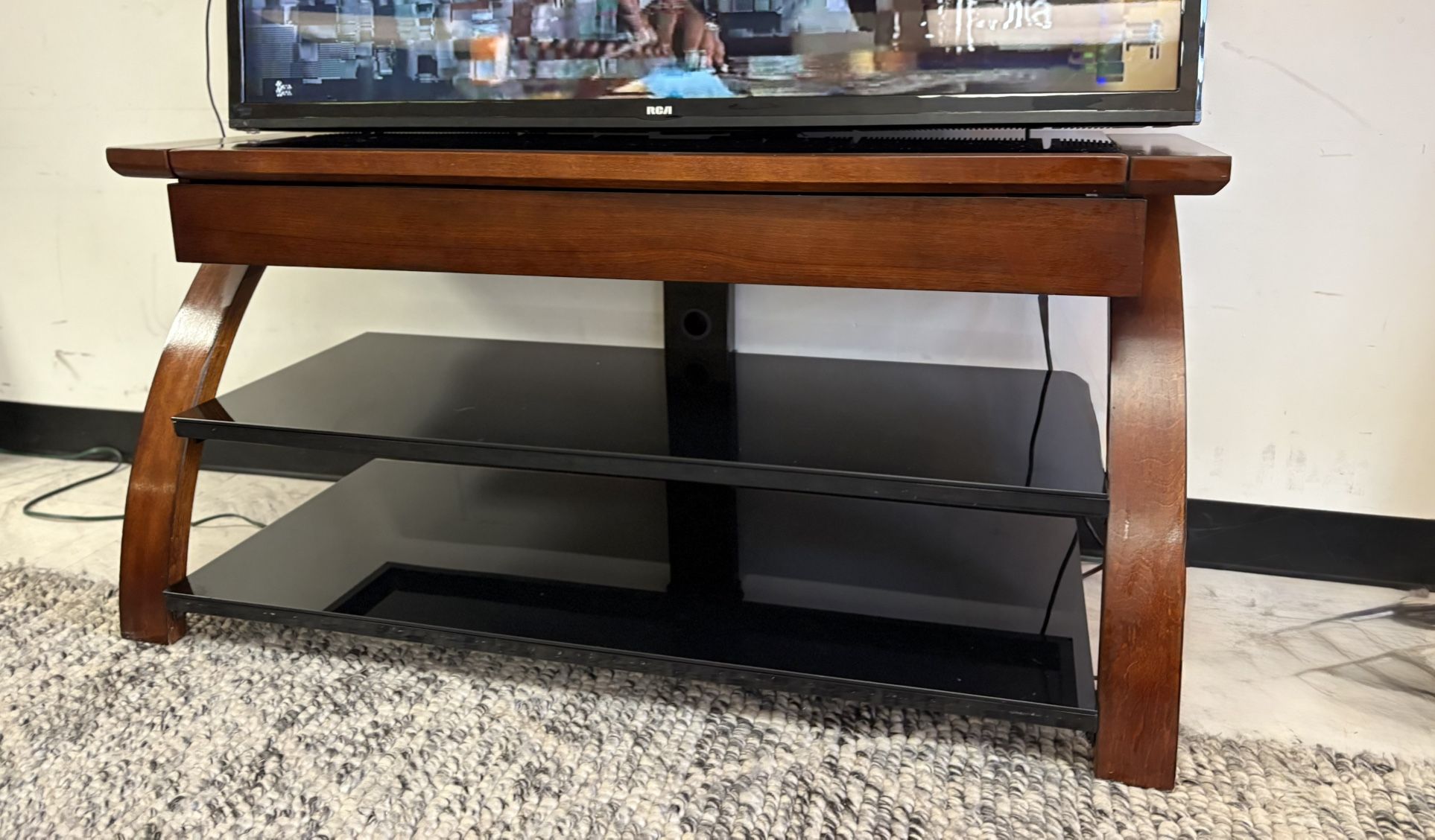 3 Tier Glass T.V Stand with storage drawer $49.99