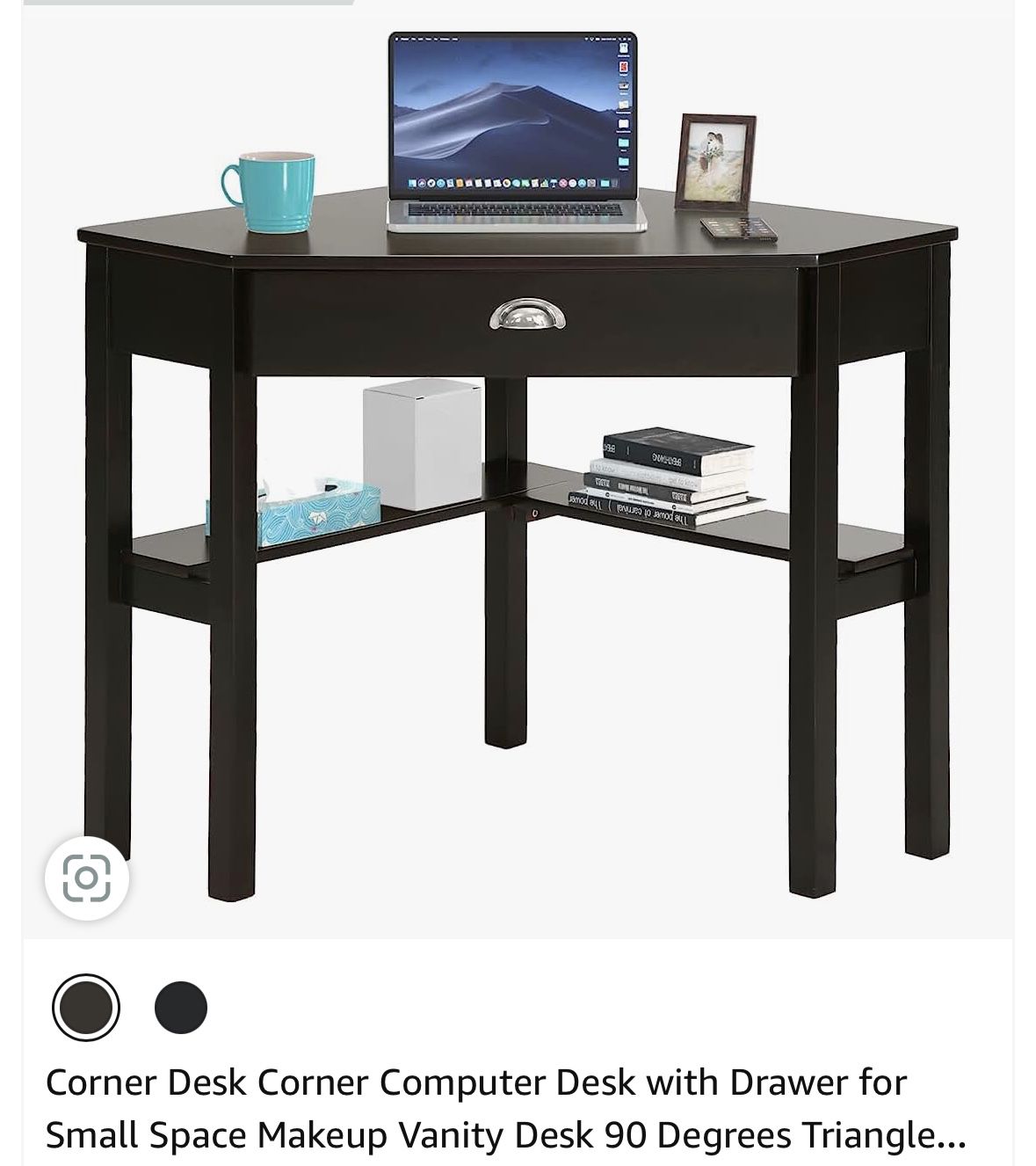 Espresso Corner desk With Drawer