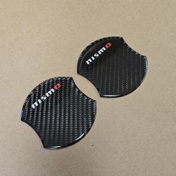 BRAND NEW UNIVERSAL 2PCS NISMO Real Carbon Fiber Anti Scratch Badge Door Handle Bowl Cover Trim