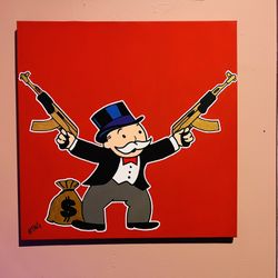 Monopoly Uncle Penny Bags Canvas Painting 