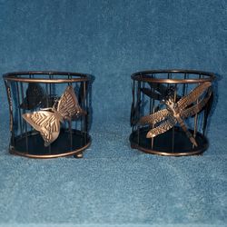 Dragonfly and Butterfly Pillar Candle holders (candle not included)