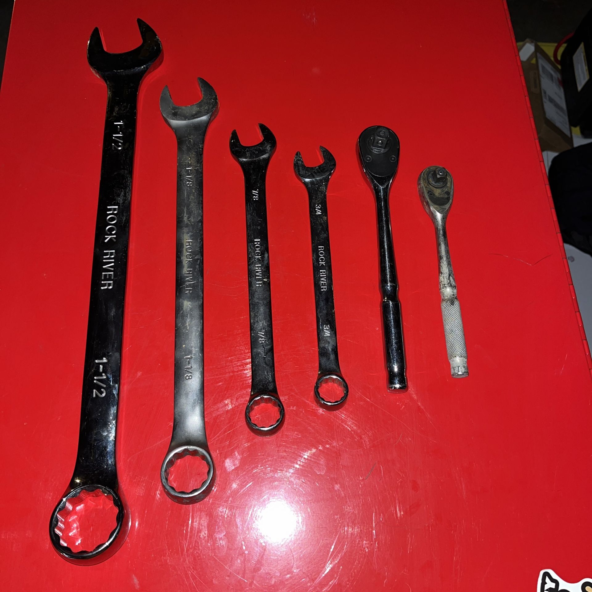 "Rock River large wrenches socket wrenches SAE 1-1/2"" 1-1/8"" 7/8"" 3/4"""