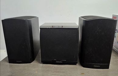 Definitive Technology SM55 Studio Monitor Bookshelf Speakers Black, Pair and Super cube subwoofer