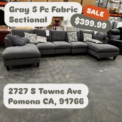 Gray 5 Pc Sectional With Pillows
