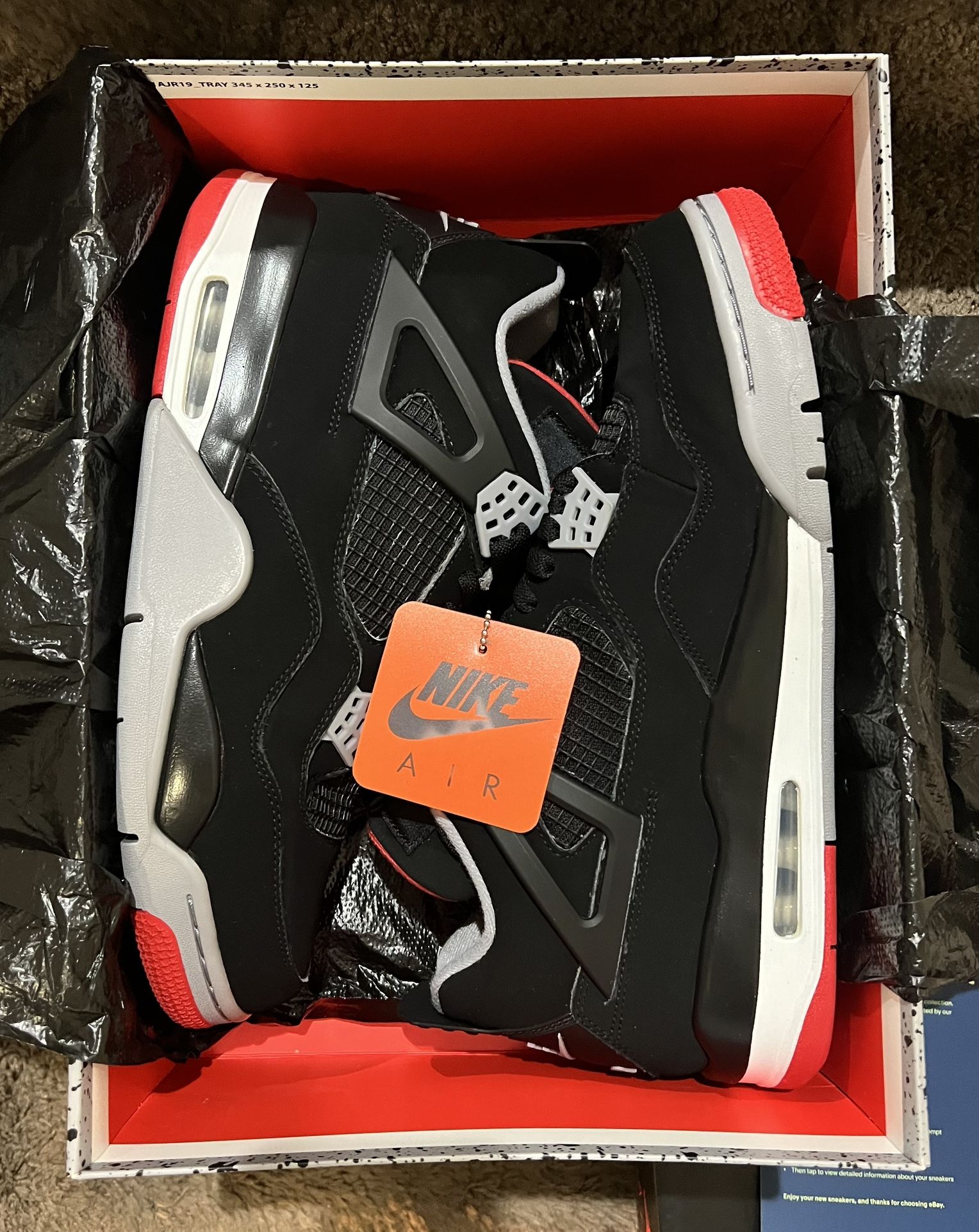 Jordan 4 Retro “Bred” Size 12