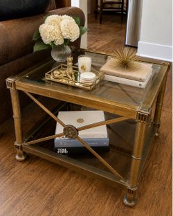 Gorgeous Vintage Hollywood Regency Glam Art Deco Style Glass End Tables – Matching Pair*