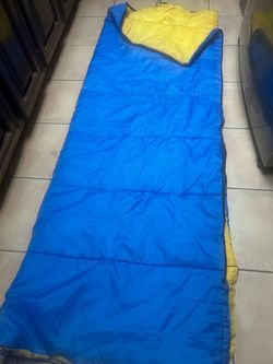 Free Blue and Yellow Sleeping Bag (Broken Zipper)