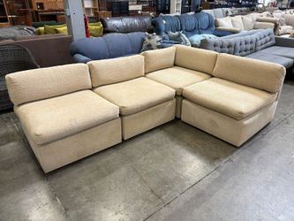 CASTILLO’S CUSTOM FURNITURE Contemporary Beige Textured Upholstery Low Profile Modular Sectional