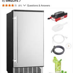 15 in. 80 lb./24H Full Size Cubes Undercounter/Freestanding Commercial Ice Maker in Silver, External Drainage Pump