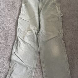 Carhartt Flannel Insulated Dungaree Pants Green Sz.32