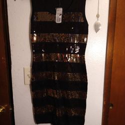 Black Sequin Copper And Black Dress