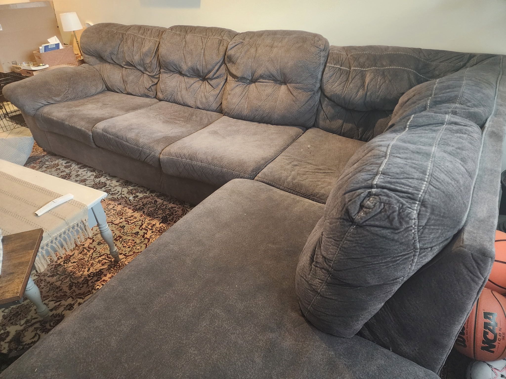 Full Sized Couch with Chaise! Solid used condition. Needs to be out by July 1st