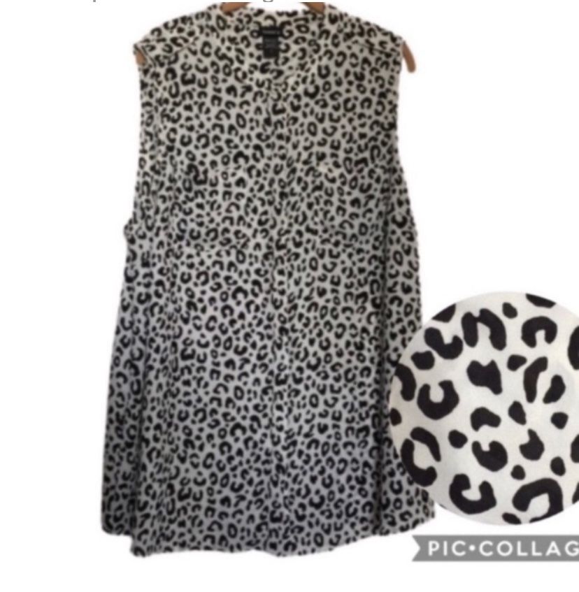 TORRID Top Animal Print Sleeveless Black and White Tunic Plus Size 2X LIKE NEW