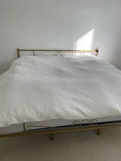 Gold Metal Bed Frame with Scroll Detail, King size