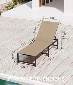 NEW - 1pc Chaise Lounge Chair Outdoor
