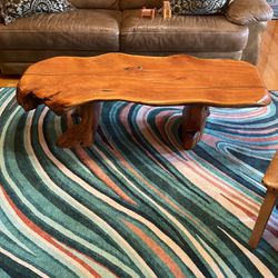 Freeform Slab And Root Coffee Table/bench