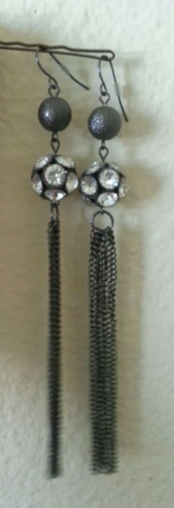 Diamond ball grey chains Earrings