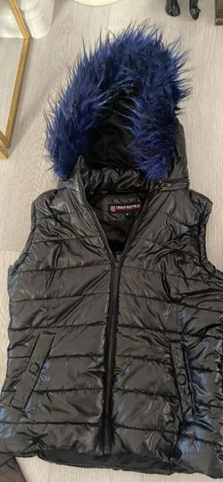 Urban Republic Black Puffer Vest with Fur Hood