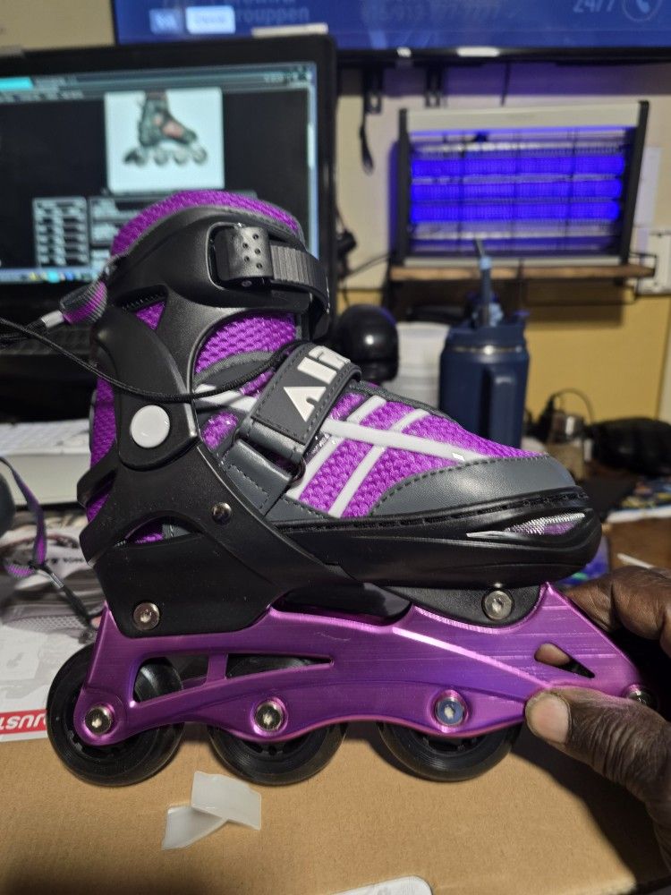 Airwalk Inline Skates Purple & Black Adjustable Size 8/ 8.5/ 9 / 9.5