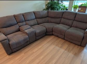 Large Gray Sectional Double Recliner Sofa
