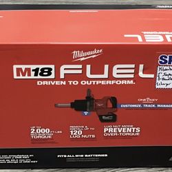 Milwaukee M18 18V Fuel Brushless 1” Impact Wrench Extended Reach D-Handle Kit W/ 2 12.0 Batteries & Charger New 