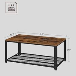 Rustic Brown Industrial Coffee Table with Storage Ghana