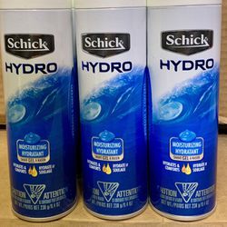 6 Schick Hydro “Moisturizing” Shaving Gel 8.4 oz Cans