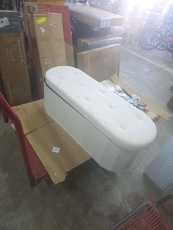Living room storage ottoman,  folding storage ottoman 43 inches x 15 inches- white
