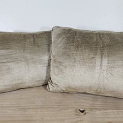 (2) 16" × 11" Taupe / Sandy Beige Decorative Accent Pillows