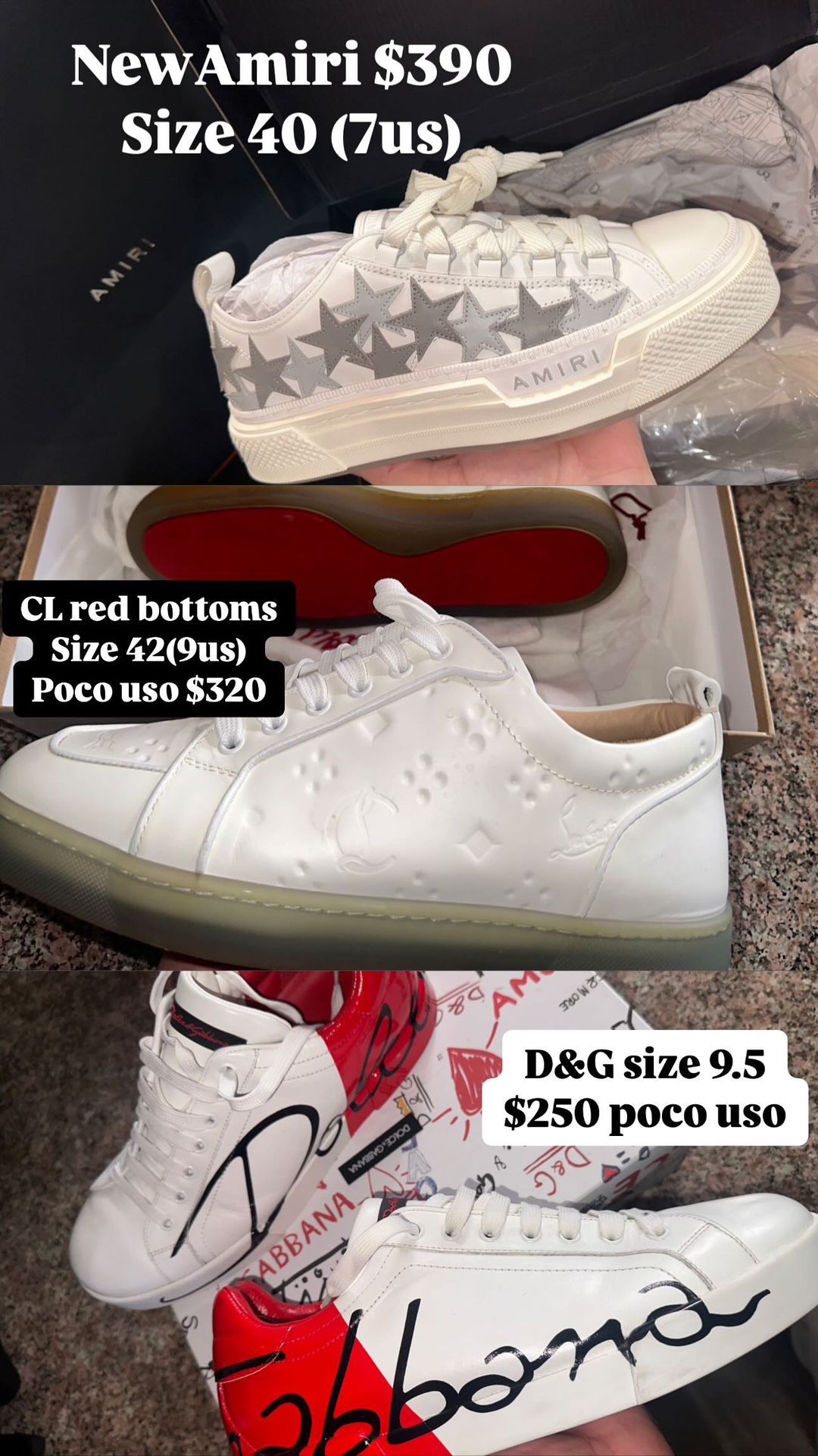 AMIRI, DOLCE & GABANNA, And LOUBOUTIN